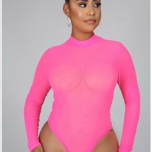 Pink Mesh Bodysuit